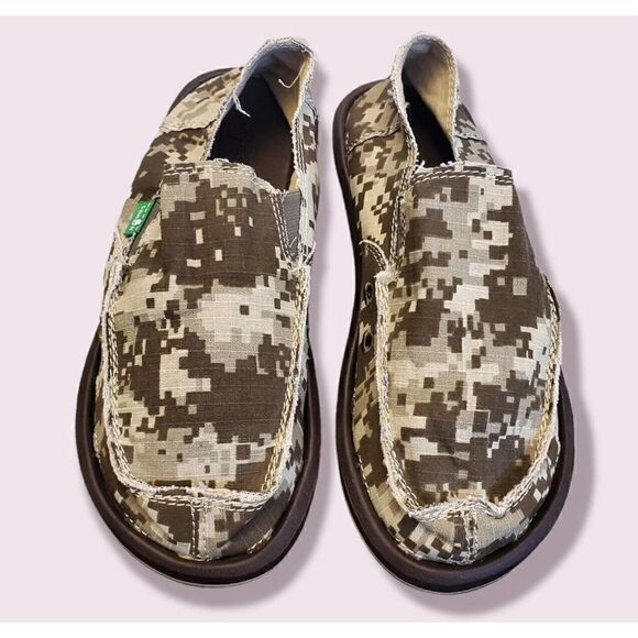 Sanuk Vagabond Slip On Canvas Sidewalk Surfers Shoes Size 5 US Digital Camo - Picture 3 of 8